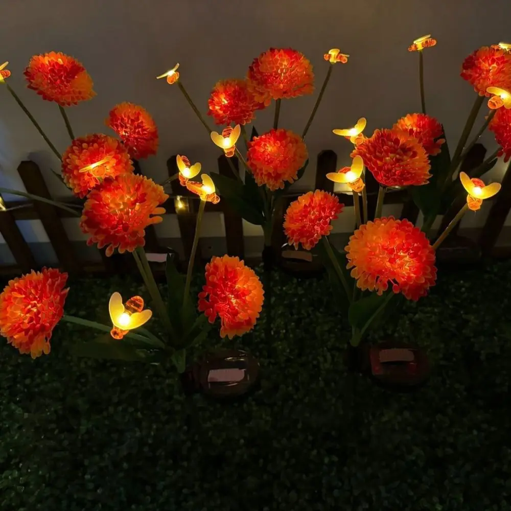 Honeycomb Solar Flower Lawn Lights Outdoor Garden Decor Swaying Bee Lamps Waterproof Decorative Patio Path Pathway