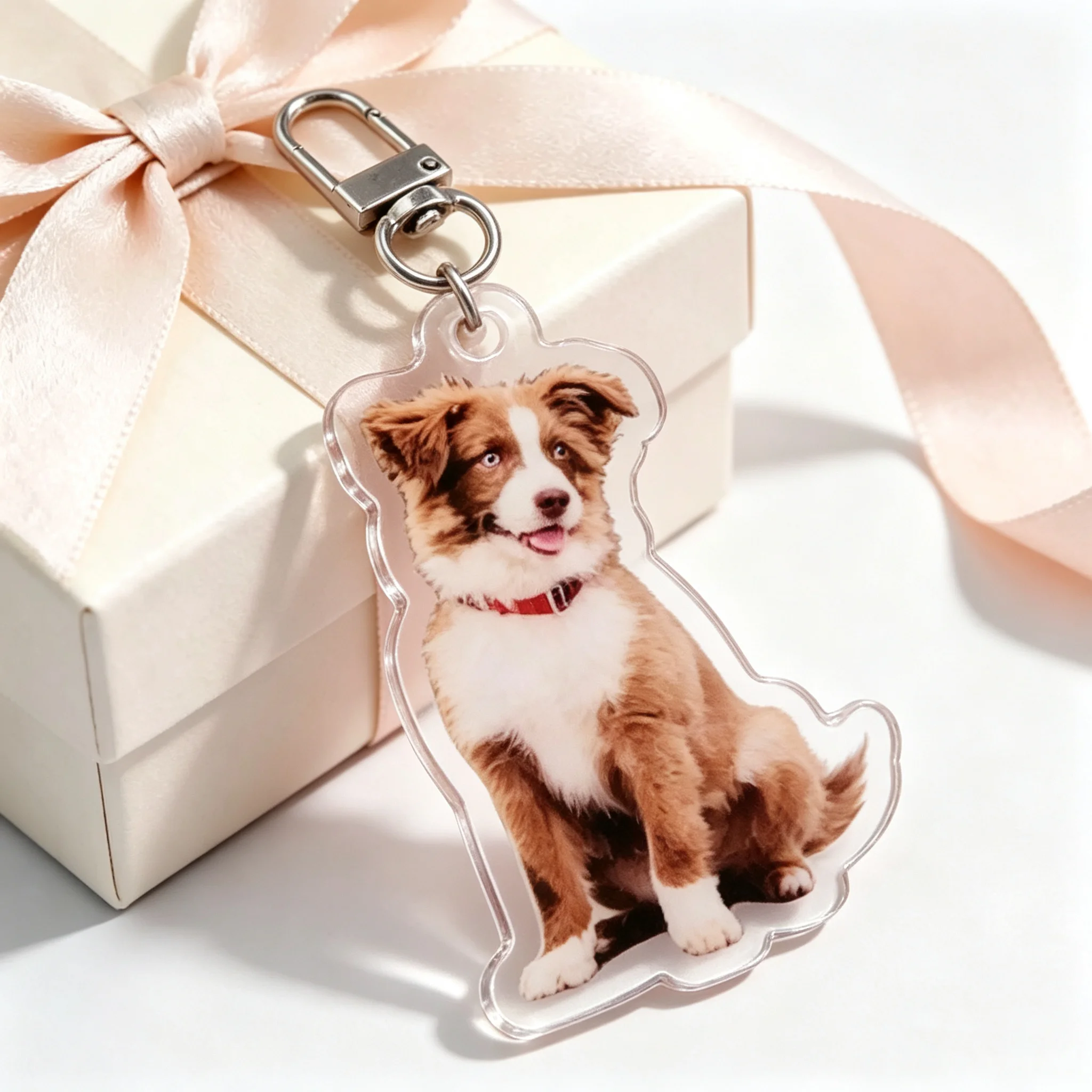 

Personalized Custom Pet Keychain Acrylic High Definition Printed Pet Photo Name Dog Cat Backpack Charm Cute Pet Memorial Gift