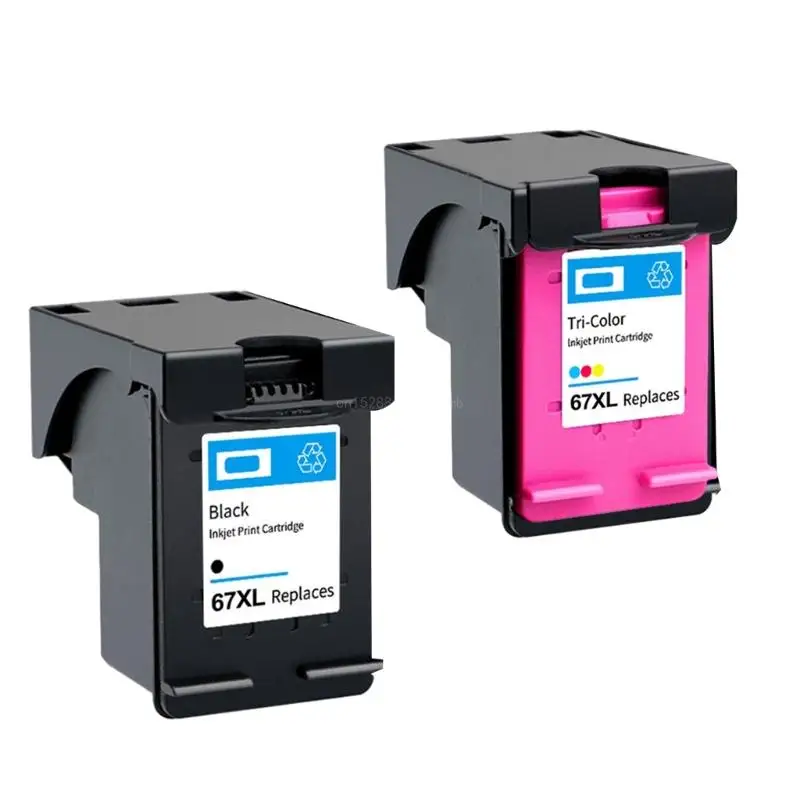 67XL Refillable Ink Cartridge Works with for HP Envy 6052 6055 6058 6075 6452 6455 6458 Printer Refill Ink Cartridge