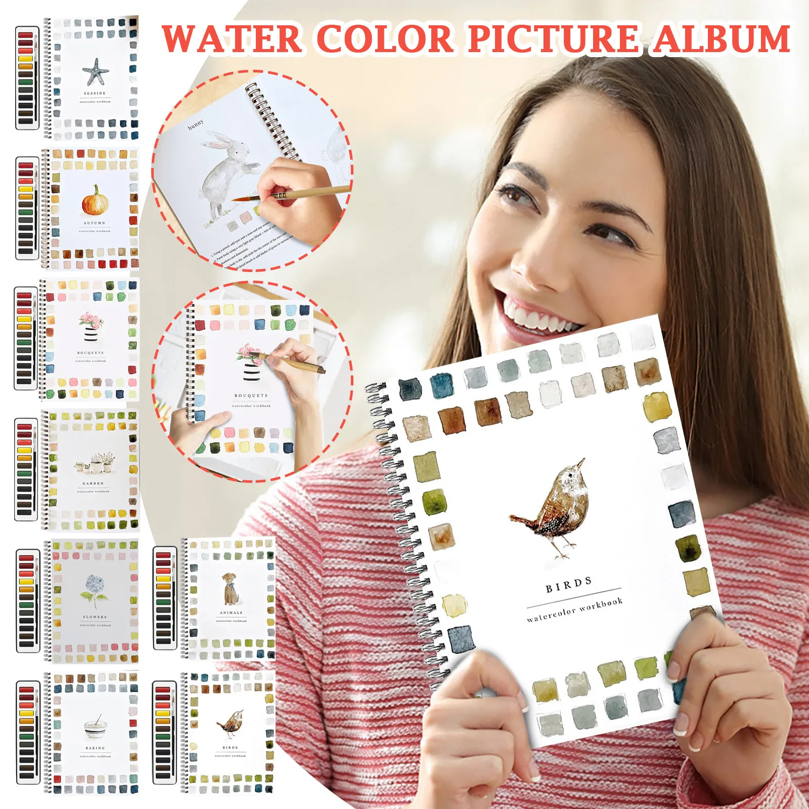 

Watercolor Workbooks Beginner Friendly Birds Watercolor Workbooks Art Crafts Painting Supplies Water Color Book For Kids Adults