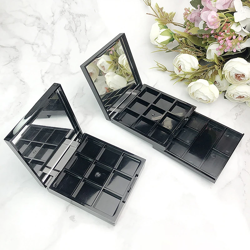 Double Layer Empty Eyeshadow Palette Eye Makeup Storage Dish With Mirror For Women Makeup Beginners DIY Eye Shadow Storage Box