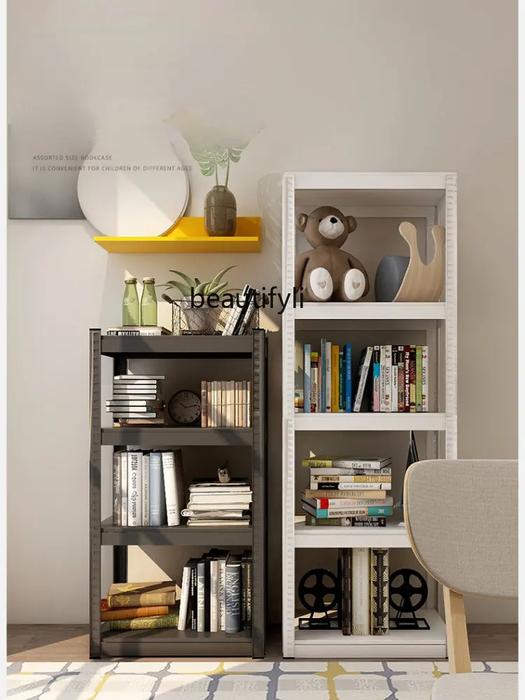 yj Home Color Bookshelf Wrought Iron Creative Floor Multi-Layer Shelf Modern Simple Storage Holder