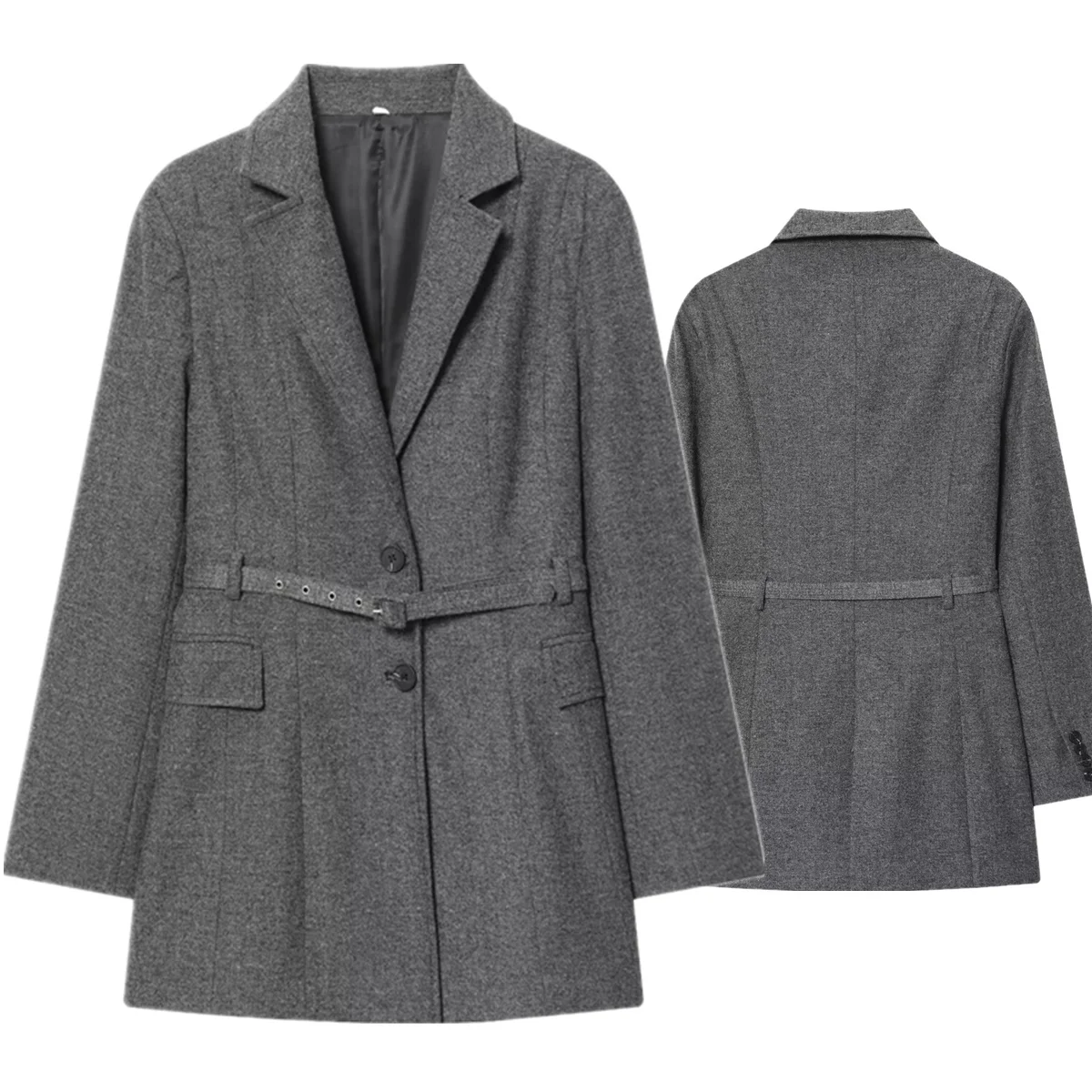 Maxdutti ミニマリスト女性のジャケット女性服トップスブレザー女性グレースーツジャケット冬エレガントなウール怠惰なブレザー女性