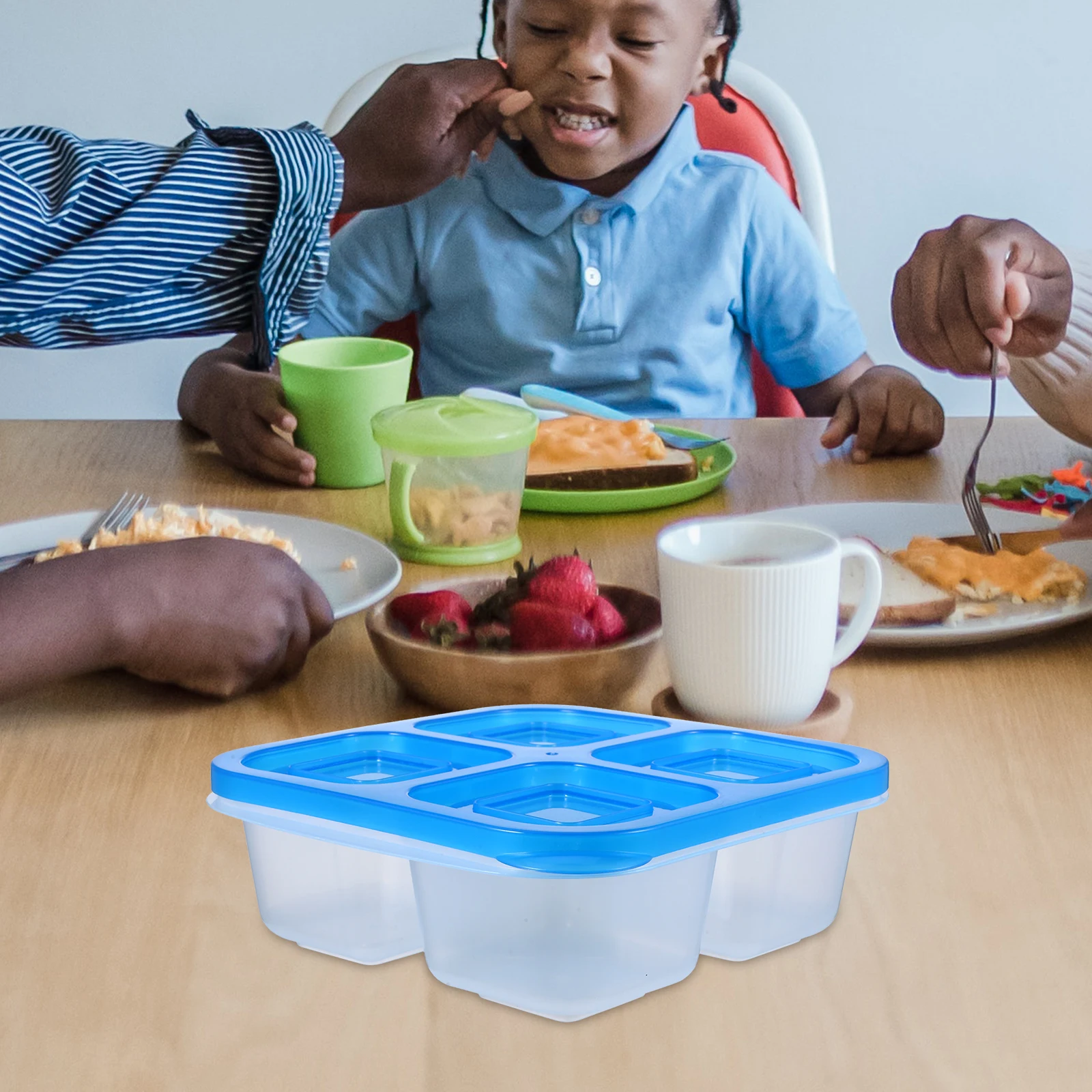 

Blue Single Reusable Food Compartments Leak Proof Airtight Lunch Holder Outdoor Picnics Camping Travel Snack