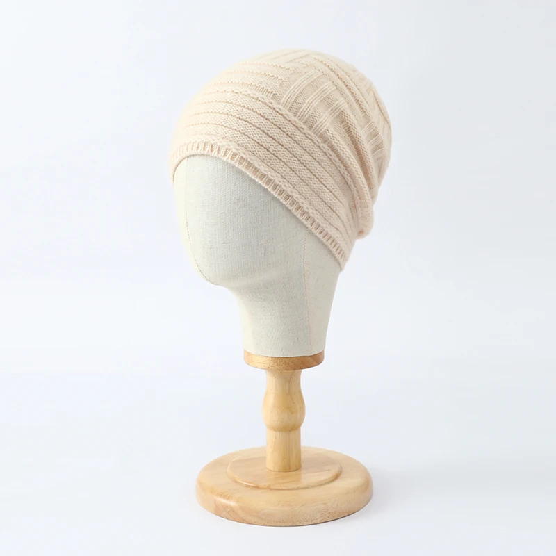 Autumn Winter New 100% Wool Hat Thickened Men's Knitted Head Wrap Warm Hat Women's Casual Versatile Ear Protection Knitted Hat