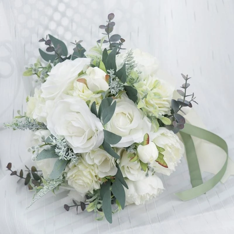 Hand Bouquet Artificial Silk Flower Ornament Holding in Hands Gift Supplies 15UB