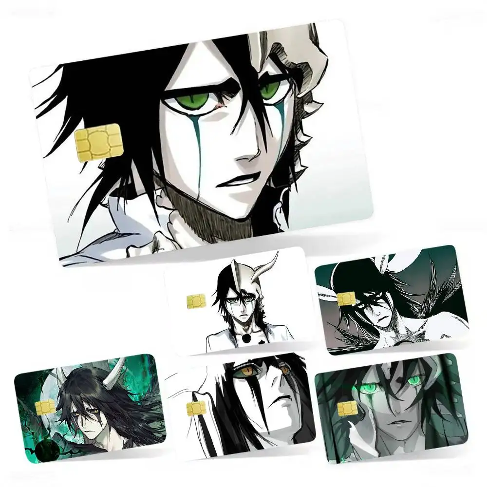 B-BLEACH U-Ulquiorra Cifer 4pcs 1Set Laser Holographic Sticker Skin Cover for Credit Bank Debit Card