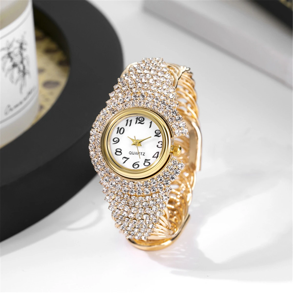 Elegant Full Rhinestone Women Watches Fashion Bracelet Bangle Ladies Quartz Wristwatch Reloj Mujer image 5