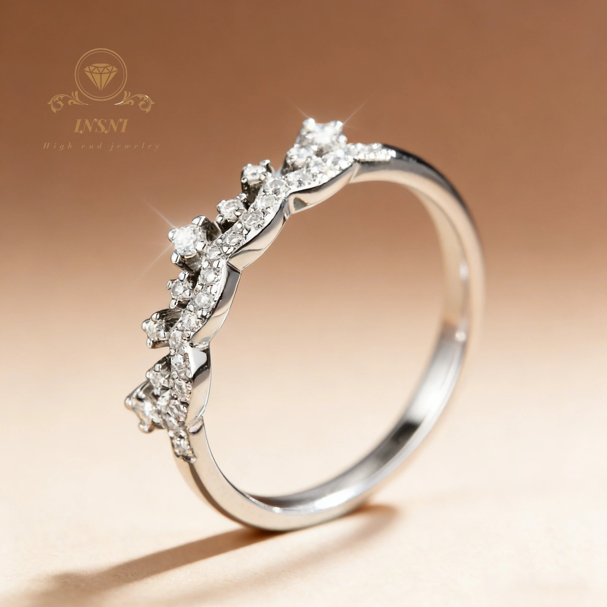 S925 Silver HipHop Crown Moissanite Ring Women's Certified Dramatic Fashion Jewelry with Gift Crushed Ice Hypoallergenic Jewelry