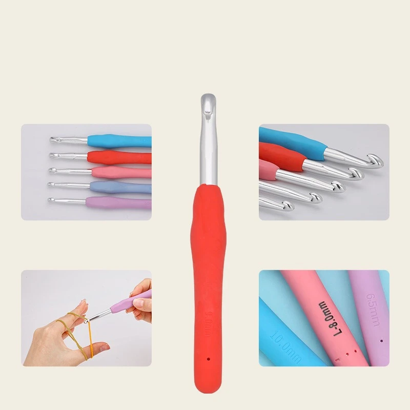 طقم كروشيه مكون من 18 قطعة مع خطافات من الألومنيوم ومقابض مريحة وحقيبة تخزين لمشاريع البطانية والأميجورومي #5