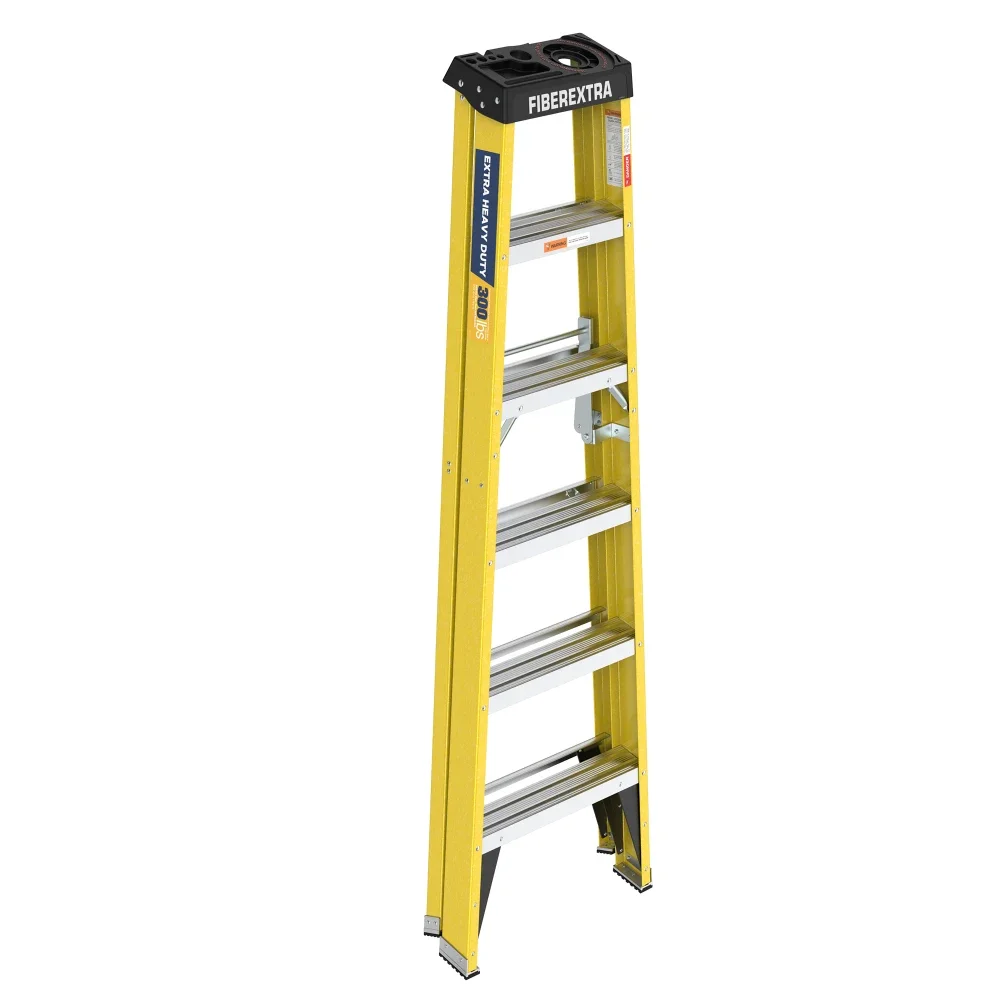 Fiberglass Step Ladder 6-Step 300LBS Yellow