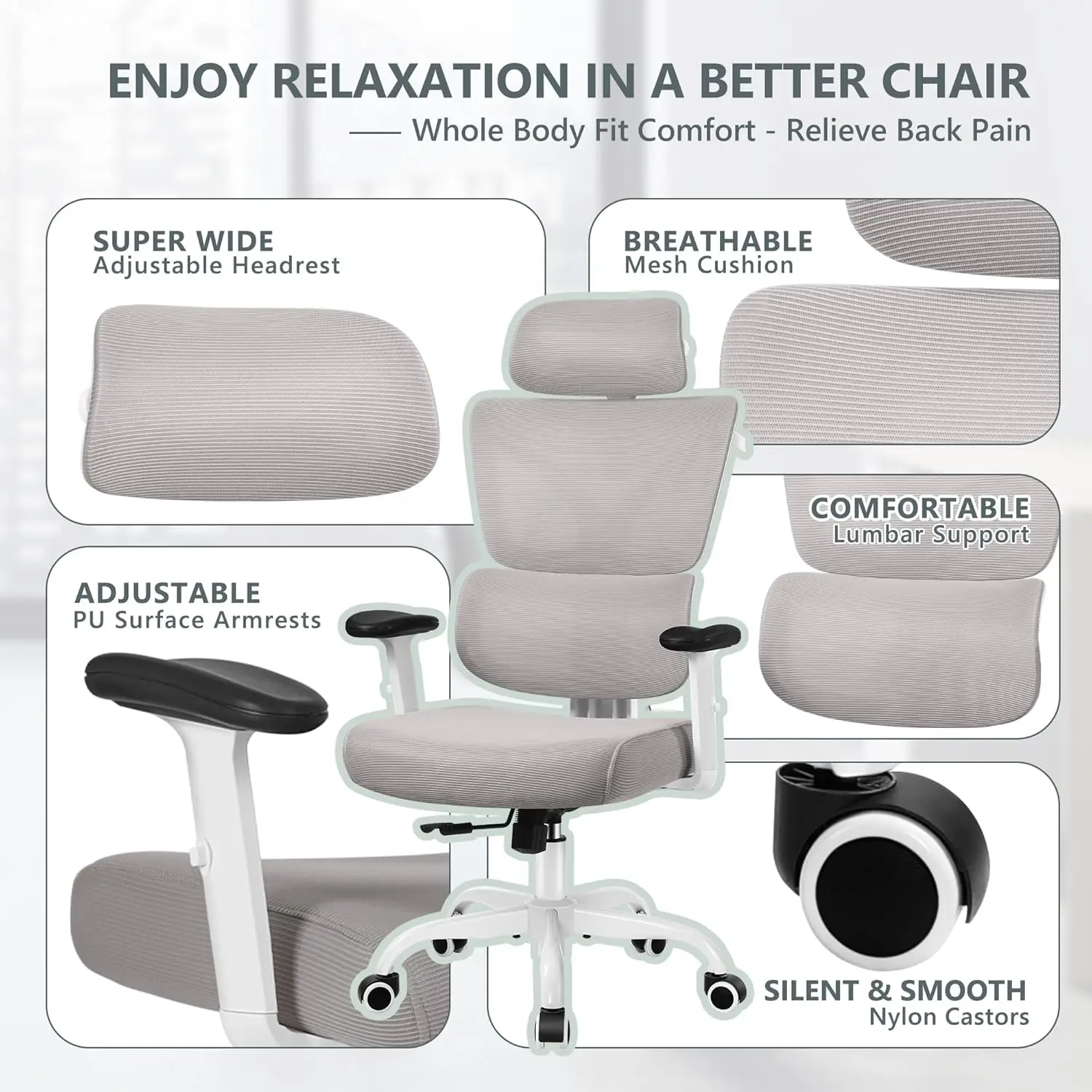 Office chair that conforms to ergonomics, high back gaming chair