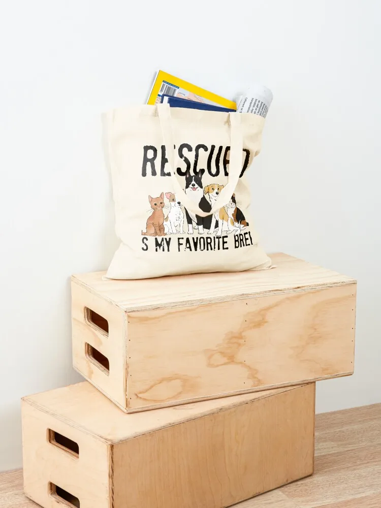 Rescued is My Favorite Breed Tote Bag hand bag cute tote bag personalized tote eco pack