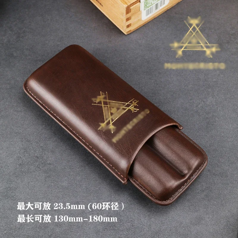 Cigar Leather Cigar Travel Case, Cigar Holder, 2 Tube, Carrying Case, Humidor Accessories