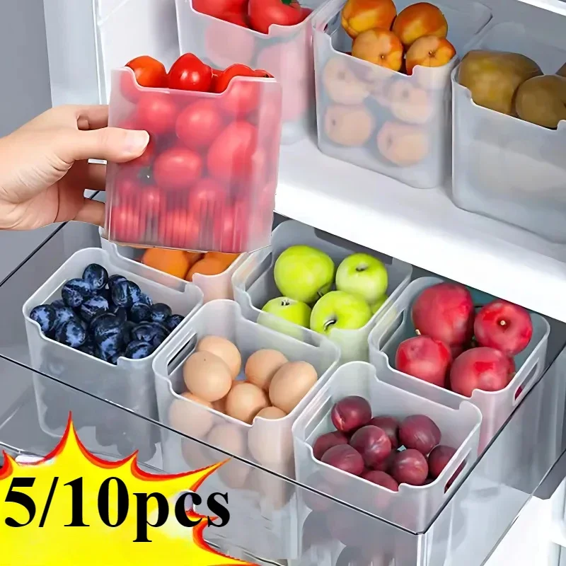 5/10PCS Refrigerator Storage Boxes Food Fresh Organizer Cold Storage Crisper Fruit Spice Food Container Boxes Home Kitchen Boxes