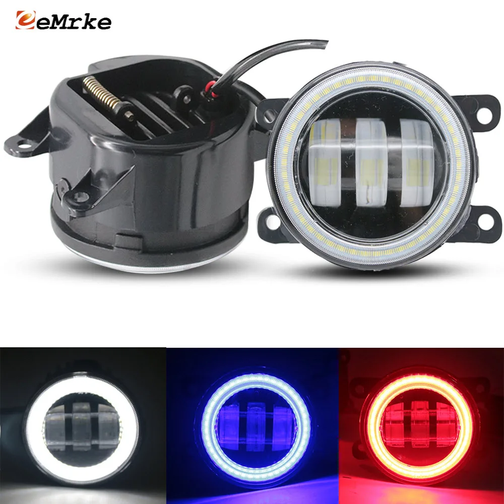 LED Fog Lights 40W DRL for Citroen C4 C5 C6 C-Crosser C-Elysee C-zero, Jumper, Xsara Picasso 2005- PTF Angel Eye Halo Clear Lens
