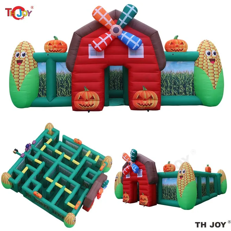 

Портативный уличный кукурузный лабиринт для взрослых и детей 8x8 м, оксфордский надувной лабиринт, дом с привидениями на Хэллоуин для продажи