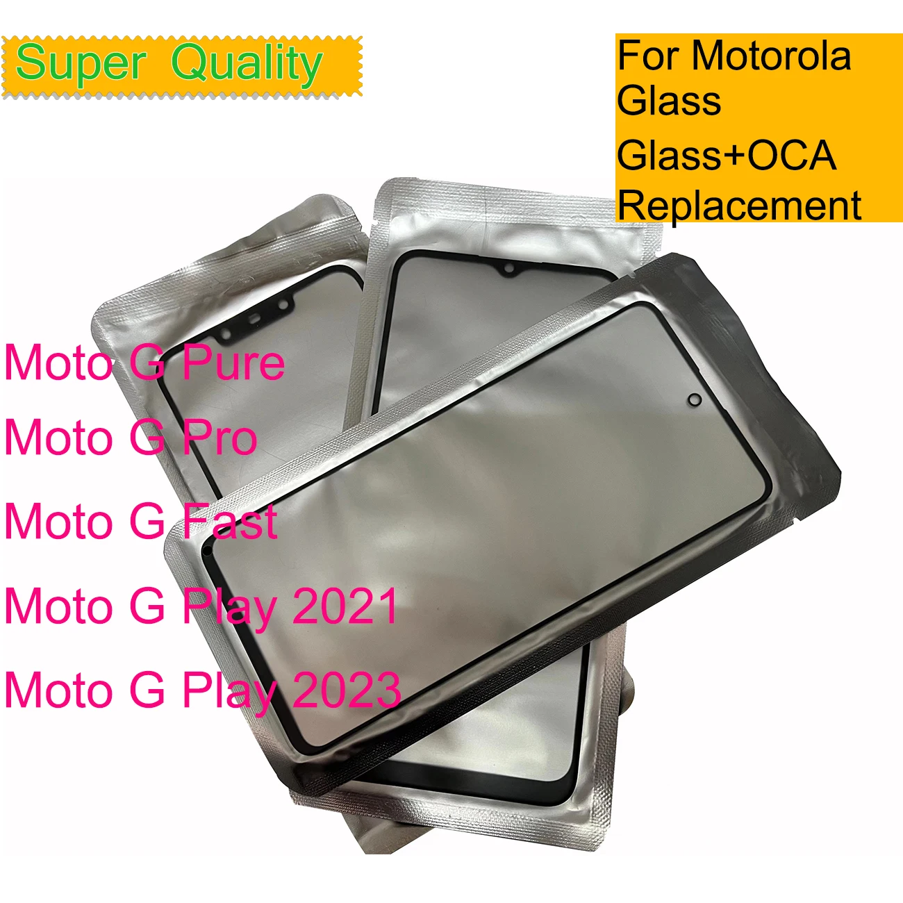 10Pcs/Lot For Motorola Moto G Pure Fast Pro Touch Screen Panel Front Outer Glass For Moto G Play 2021 2023 LCD Lens With OCA