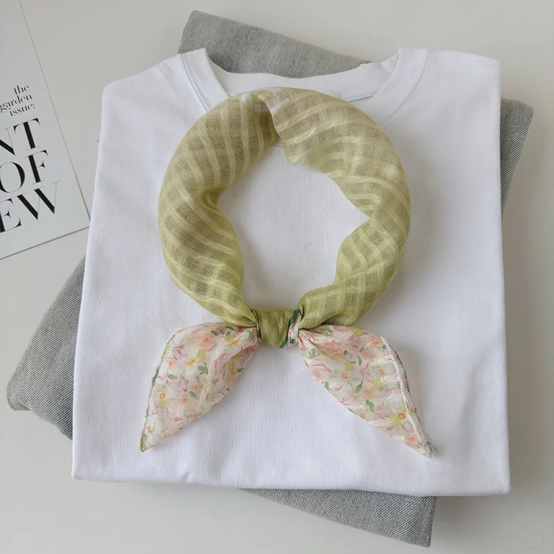 

Japanese-style cotton-linen small square scarf women, lightweight and breathable, suitable all seasons58x58cmSmall scarf