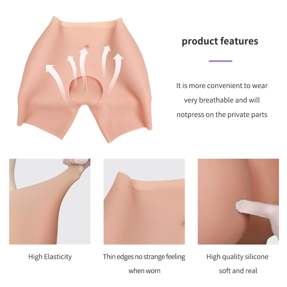 Silicone Pants Open-Crotch Buttock Padded Shaper Shorts Hips Control Enhancement fo Men/ Women Butt Lifter Crossdresser