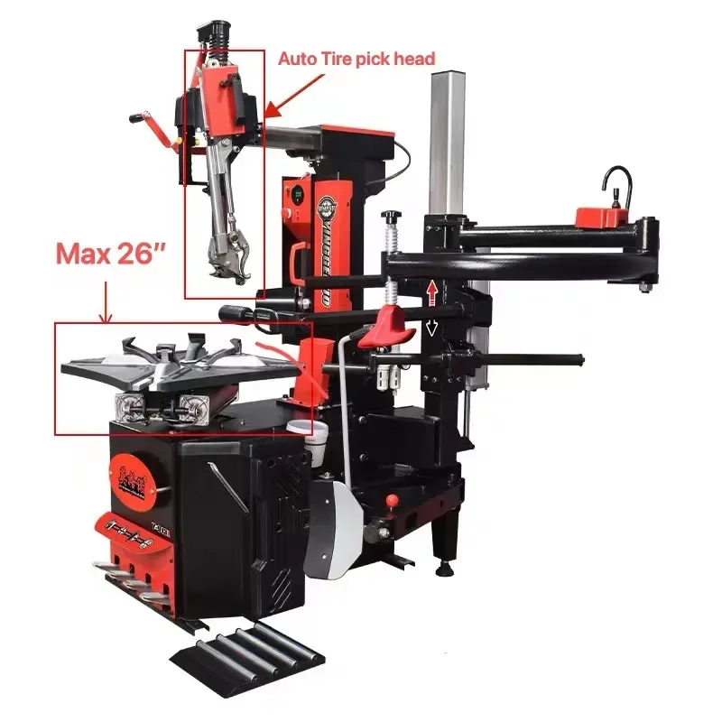 

Automatic Lean Back Tyre Changer 12-26 Inches Rim Tire Changing Machine With Auto Tire Picker