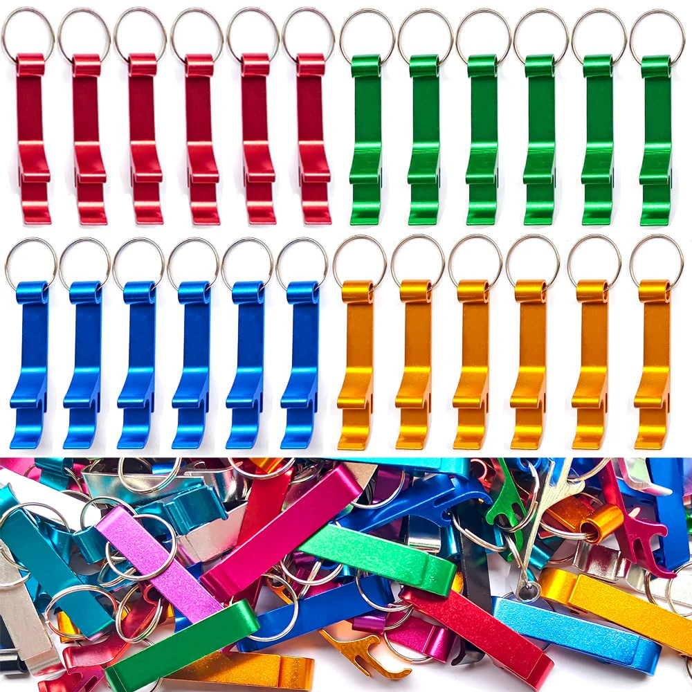 

Открывалка для пивных бутылок 4-в-1, 10-100 шт., карманный алюминиевый брелок-открывалка для пивных бутылок, подарок на свадьбу/вечеринку