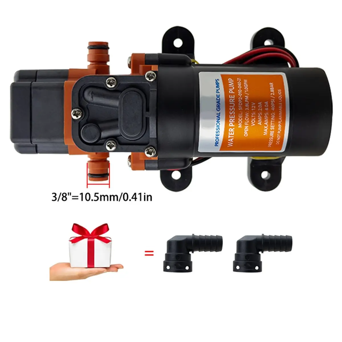 Carefree- DC12V 40PSI Motorhome Booster Diaphragm Pump Boat Self-Priming Pump,High Pressure Cleaning,Irrigation,Beverage Machine