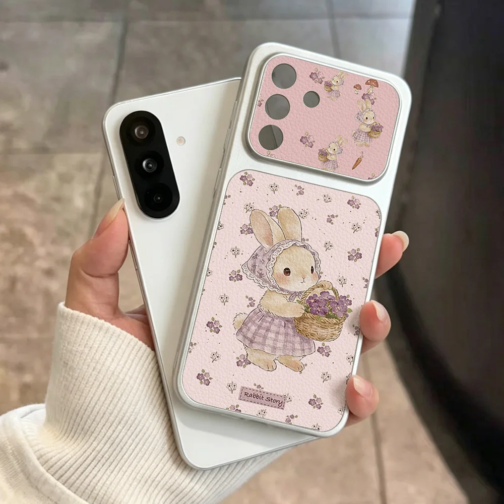 Cute Rabbit Leather Phone Case For Samsung A37 A57 A27 A17 A07 A56 A36 A26 A16 A06 S25 S26 Ultra With Lanyard Large Window Cover view 6
