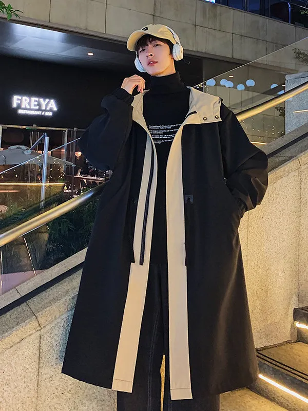 

Мужская ветровка Thruja: Двухслойная куртка-обманка с капюшоном, утепленная, осенне-зимняя, молодежная, модная