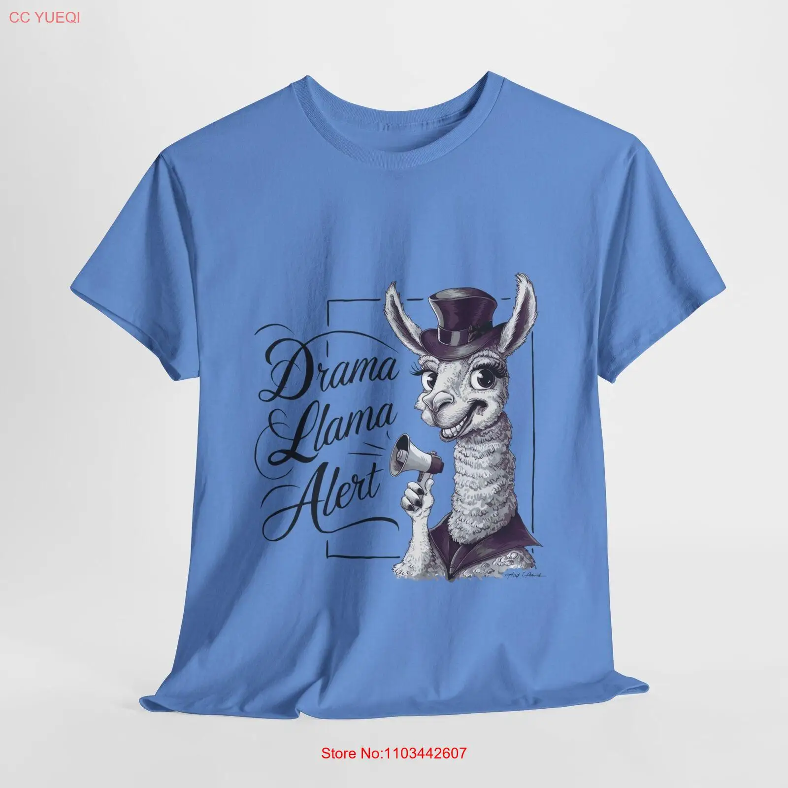 Драма Лама Оповещение! - Юмор - Футболка из плотного хлопка премиум-класса Драма Лама Оповещение! - Юмор - Футболка из плотного хлопка премиум-класса