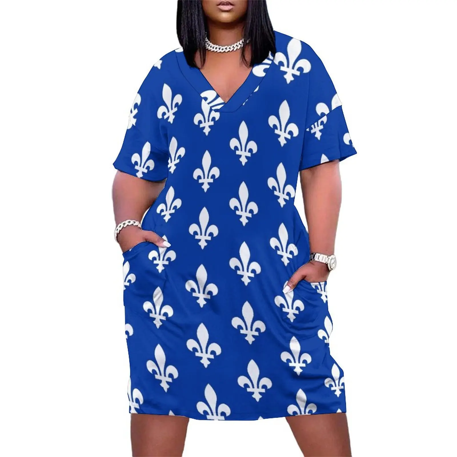 Quebec Flag Canadian Province Loose Pocket Dress prom clothes clothing women summer 2025 elegant dresses for women