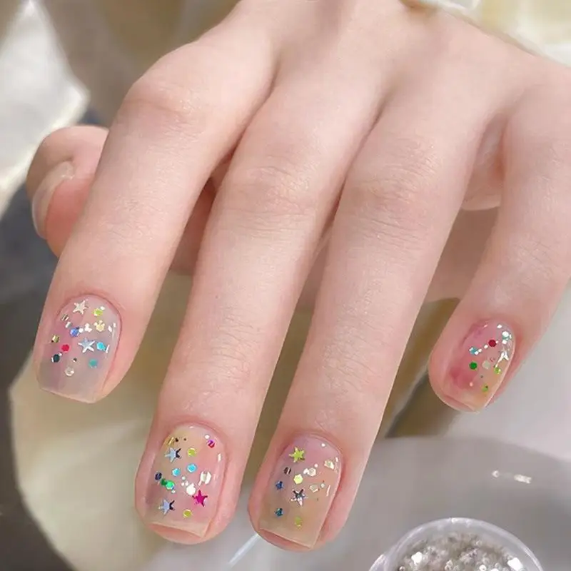 1Jar Mini Sparkling Star Nail Glitter Sparkling Pentagram Nail Decoration Nail Salon Design Cute Accessories DIY Nail Art Design