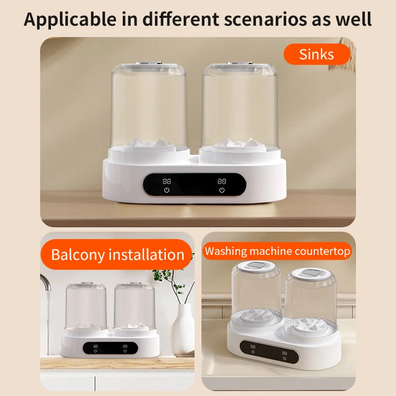 New Mini Double Barrel Laundry Cup Underwear Cleaning Machine USB Non Installation Double Cabin Underwear Sock Cleaning Machine.