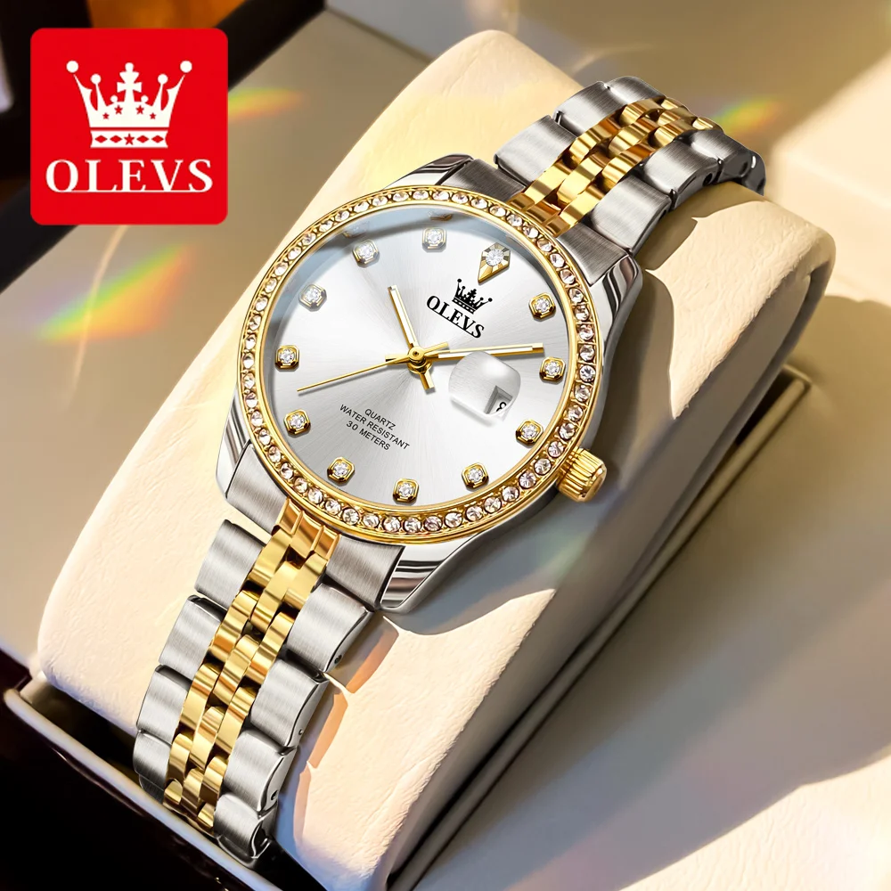 

OLEVS Luxury Brand Original Quartz Watch for Women Fashion Stainless Steel Womens Dress Watches Waterproof Elegant Ladies Watch