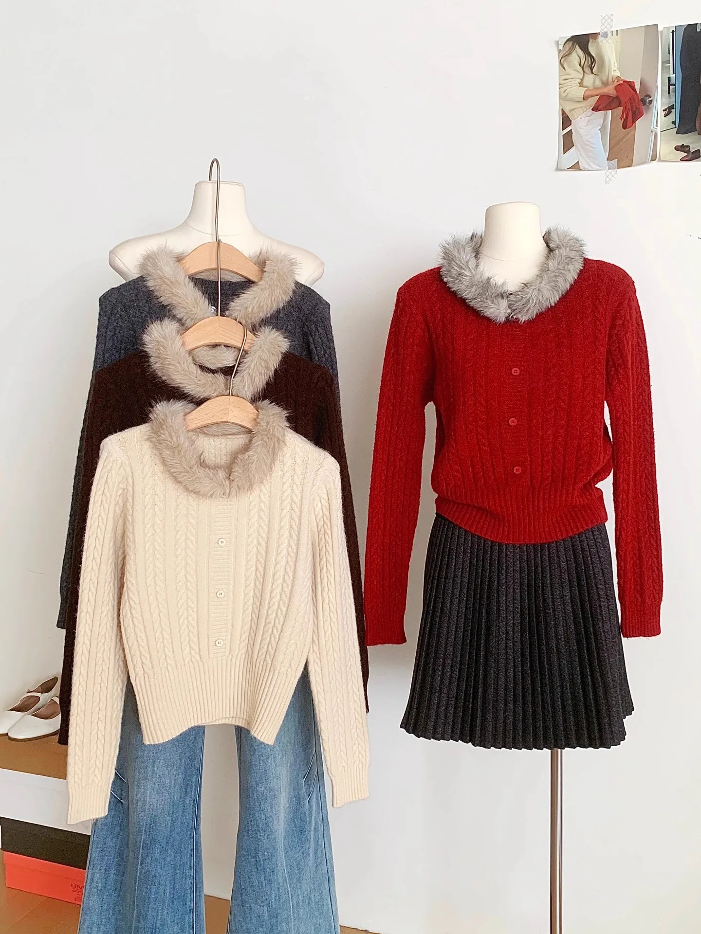 

Осенне-зимний свободный съемный свитер с воротником, вязаный пуловер, свитер, куртка женская