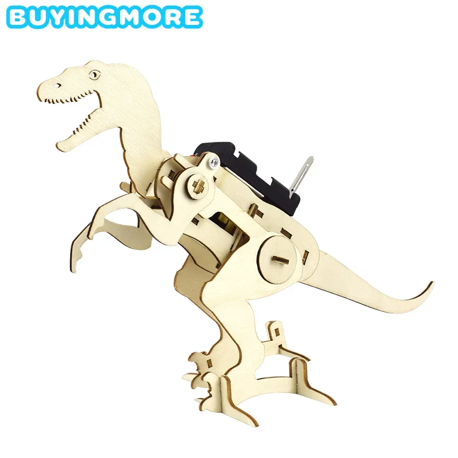 DIY Kit Dinosaur T Rex 3D Model STEM Basics Science Toys for Boys Electric Crawling Wood Model Assembly Puzzle Teen Friends Gift