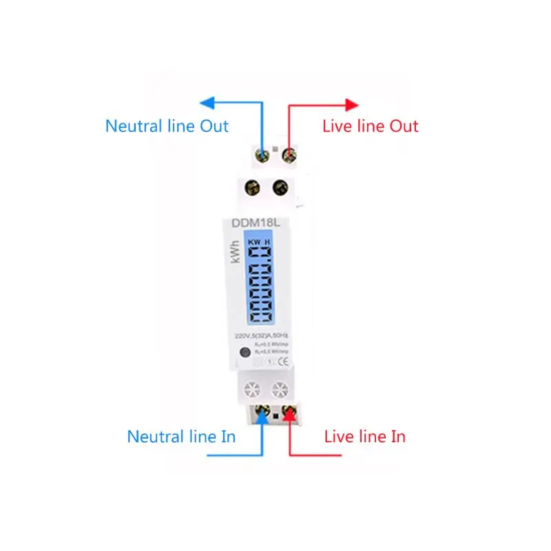 LCD Display Single Phase Din Electricity Power Consumption Energy Meter 5-32A kWh Electricity Meter