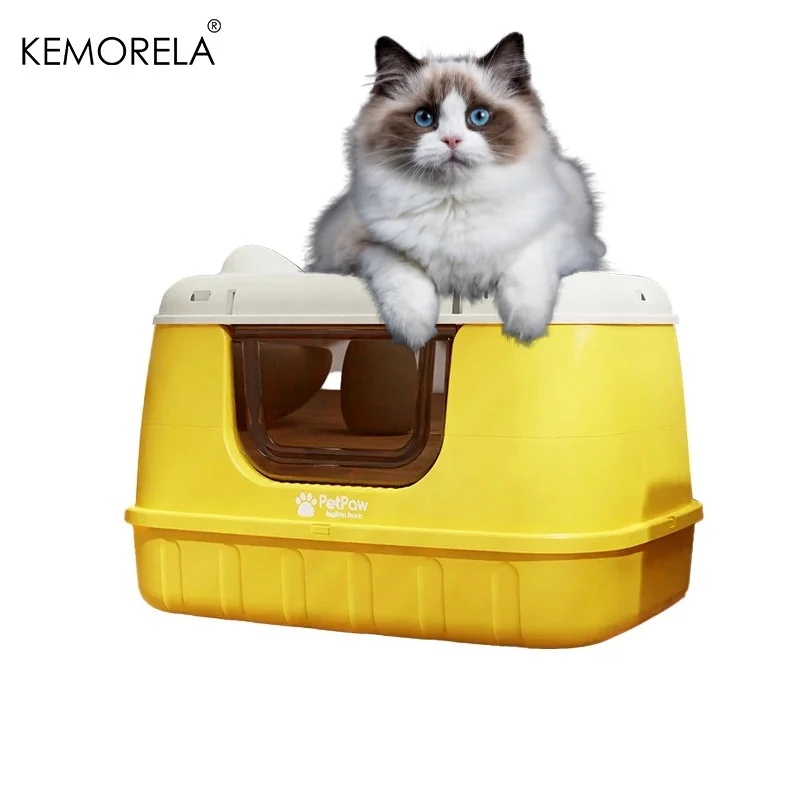 

Extra Large Cat Litter Box High Capacity With Multiple Colors Semi-Enclosed Heightened Splash-Proof Cat Litter Box Pet Supplies