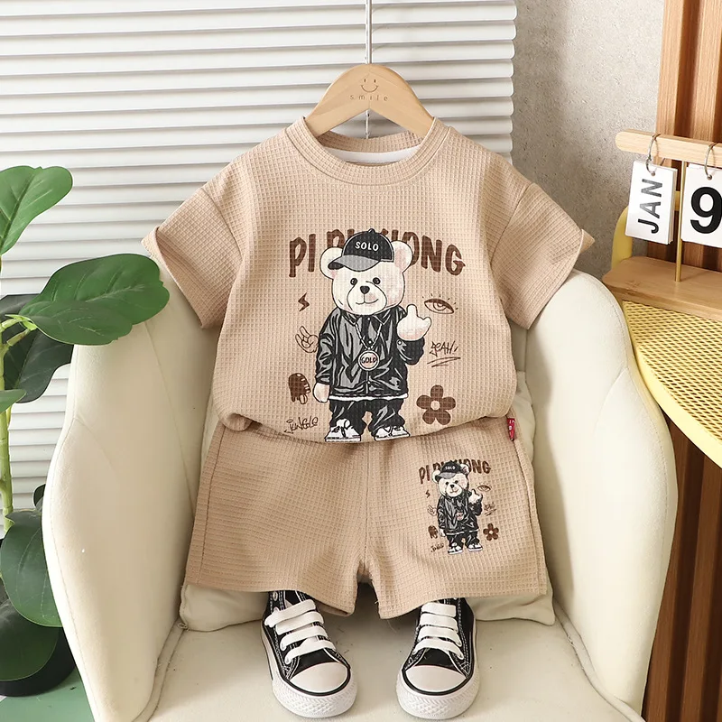 

Trendy children's fashion children's girls' summer two-piece set short sleeved shorts loose suit