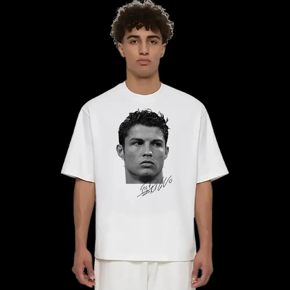 Cristiano Ronaldo T-shirt Men's Women Casual Cotton Streetwear Unisex Fashionable Vintage Print Short-sleeved T-shirts