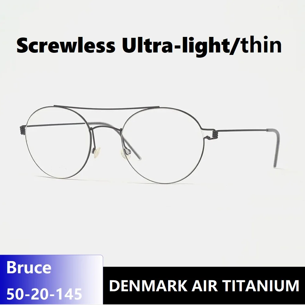 

Denmark Brand Air Titanium Glasses Frame Bruce Eyeglasses Screwless Double Beam Ultralight Handmade Women's Eyewear High Quality