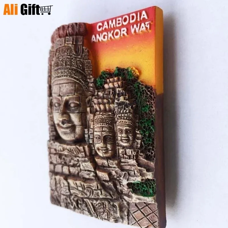 캄보디아 3D 수지 냉장고 자석, 냉장고 스티커, 기념품, 귀여운, Bayon, Siem, Reap, Angkor, Wat, Buddha, 선물, 1 Pc