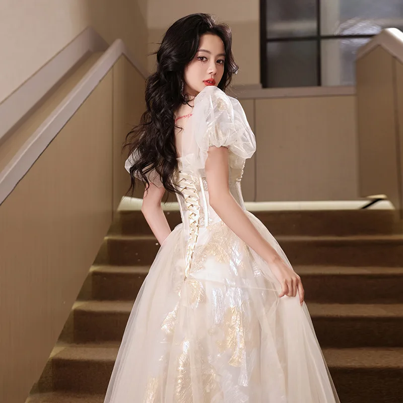 Evening Dress Female 2025 New Style Celebrity Birthday Princess Dress Adult Ceremony Graduation Banquet Host Evening Dress