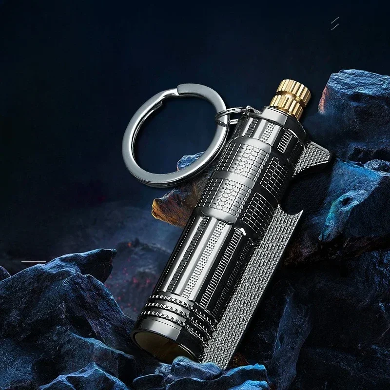 New Multifunctional Classic Bottle Opening Key Box, Metallic Keychain Outdoor Portable Men's Gadget lighter