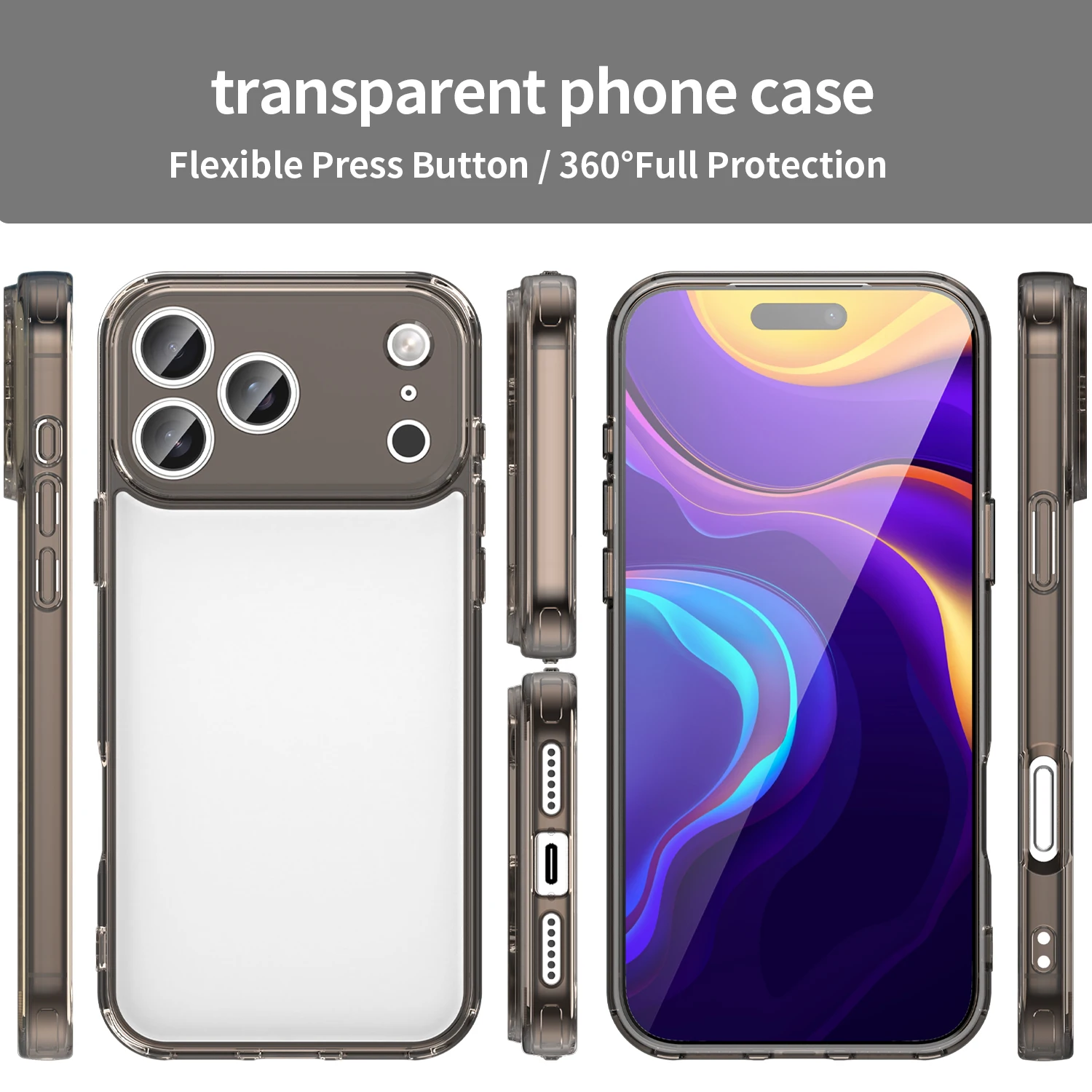 เคสโทรศัพท์ iPhone 15 16 Plus 16E ฝาหลังอะคริลิคขอบ TPU ป้องกัน สำหรับ iPhone 17 Air Pro Max