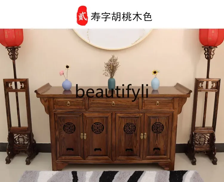 

ss C Chinese-style entrance cabinet Solid wood Zen decorative cabinet Foyer partition Shoe cabinet Storage side