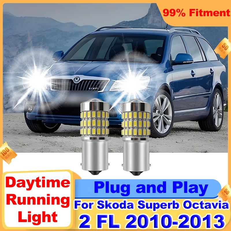 

2PCS 1156 BA15S Projector Lens Lights Canbus LED Daytime Running Light DRL For Skoda Superb Octavia 2 FL 2010 2011 2012 2013