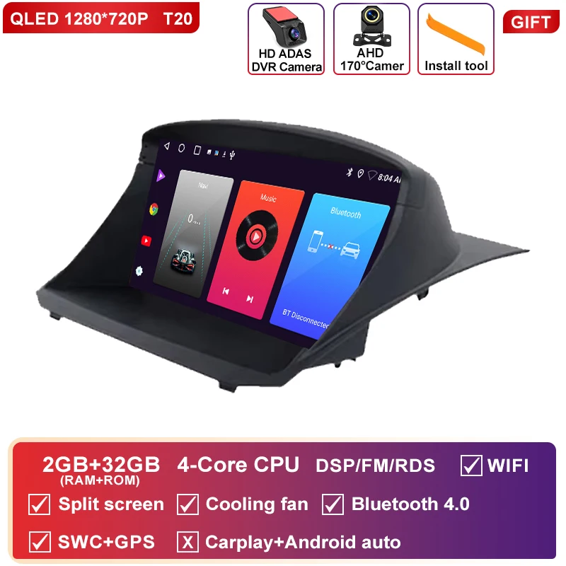 Autoradio Carplay Android Voor Ford Fiesta Mk 6/MK 7 2008-2019 Multimedia Video Player touchscreen Auto stereo Navigatie GPS