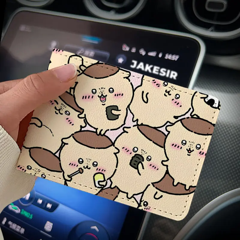 Chiikawa-Protección de licencia de conducir de coche, cubierta de cuero de Anime para hombre y mujer, cubierta protectora de certificado de licencia de conducir de vehículo