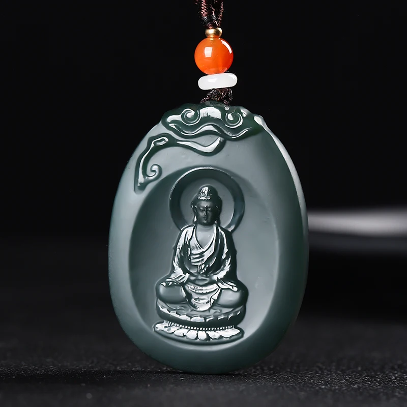 Natural jade new monkey (big day Buddha) Zodiac patron saint complete set of pictures men and women with the same pendant